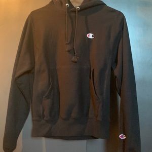 Black Champion Reverse Weave Hoodie - Size XS